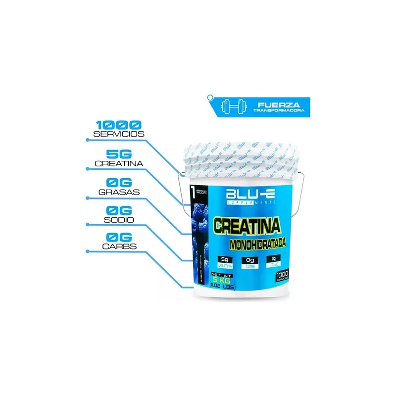 Creatina Monohidratada Blu-e 5kg Polvo Suplemento Fitness