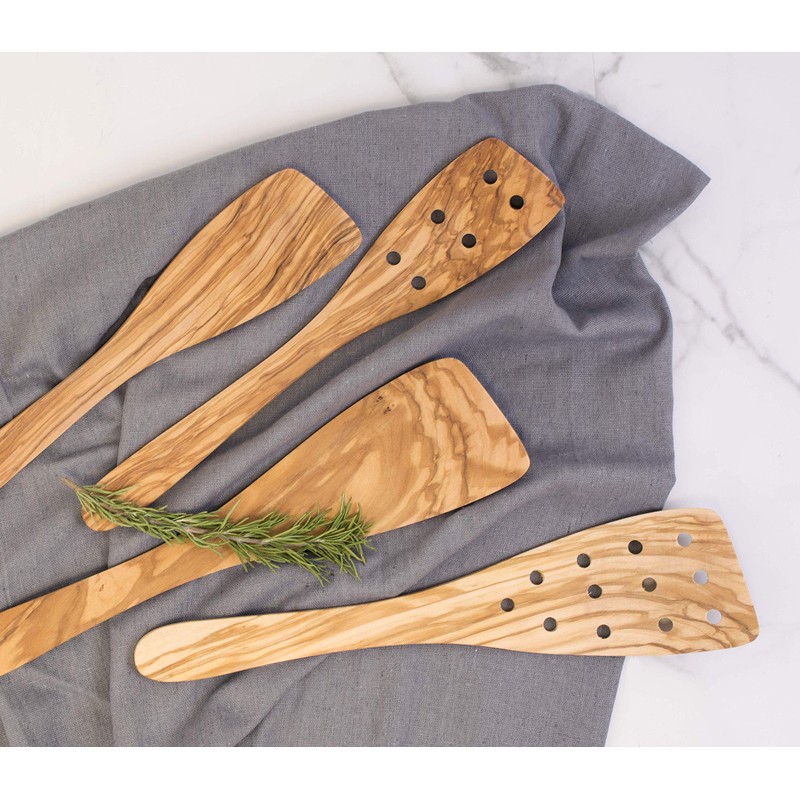 Eddingtons Italian Olive Wood Pierced Spatula, 12-Inch