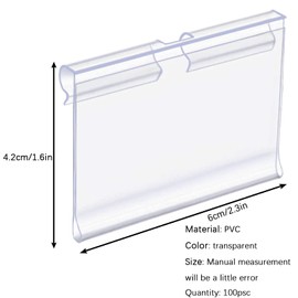 GZLCEU Pack of 100 Label Holders, PVC Price Label Holder, Transparent Plastic, Reusable for Large Shopping Malls, Supermarkets, Small Shops