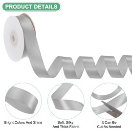 M METERXITY Gray Satin Ribbon, 25 Yards 3/4 Inch Wide Polyester Fabric Ribbons Roll Gift Wrap Ribbon for Bows Bouquet Floral Hair Wrapping Wedding Party Home Decorations Craft Ribbon