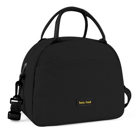 Linkidea Lunch Bag for Adult, Canvas Insulated Lunch Bag with Two Carrying Mode, Large Capacity Lunch Tote Bag with Zipper Fits Daily Use, Compatible with Bentgo, Ello, Natraprow, Iteryn (Black)