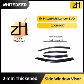 ZH Fits 2008-2017 Mitsubishi Lancer EVO Side Window Visor Sun Rain Deflector Guard
