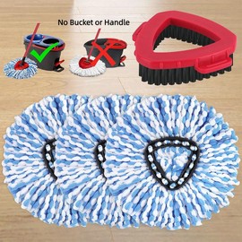 Spin Mop Heads and Scrub Brush Refills Bundles For O-Cedar RinseClean 2 Tank Mop Bucket and Handle NOT Included Suitable for Hard Floor Mother's Day:_3pcRinsemop+2brush