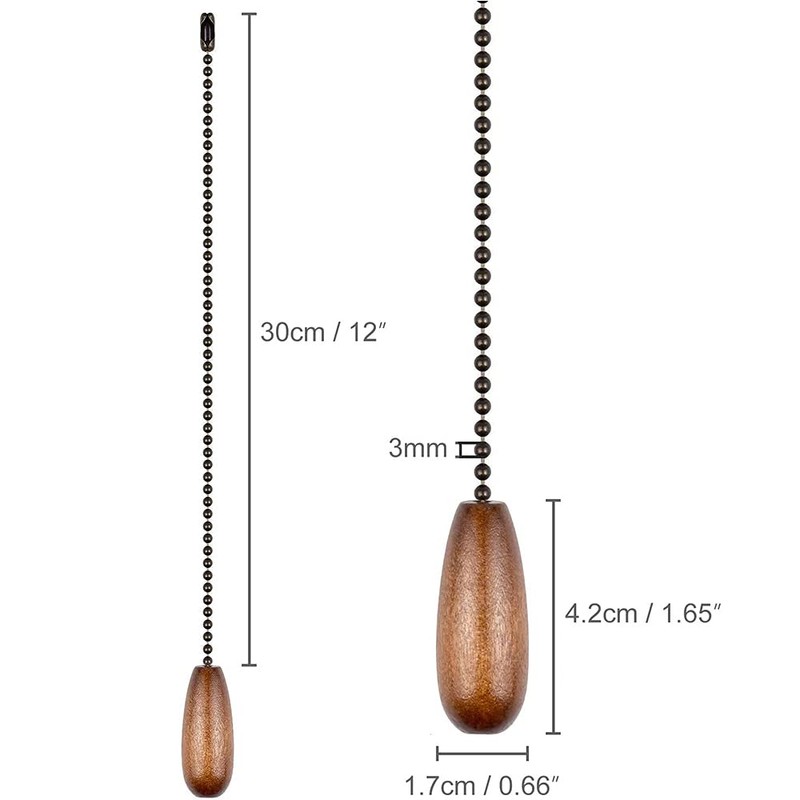 Dotlite Ceiling Fan Pull Chain Set, 2Pieces Wooden Decorative Pendant