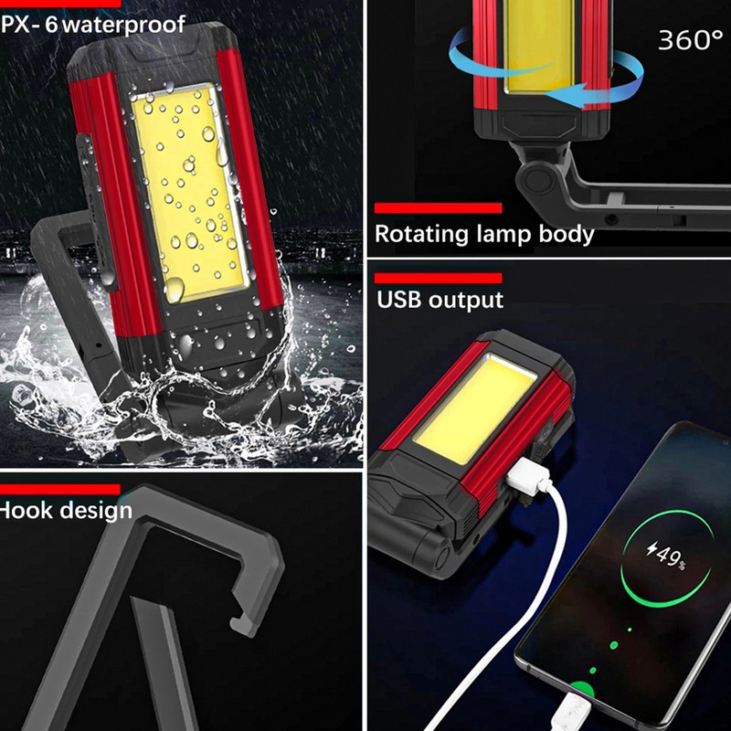 Folded Work Lights Aluminium Alloy USB Charging Magnetic COB Inspection