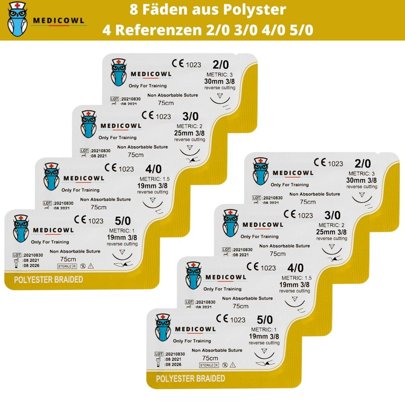 32 Pack Suture Material with Practice Needles Refill for Surgical