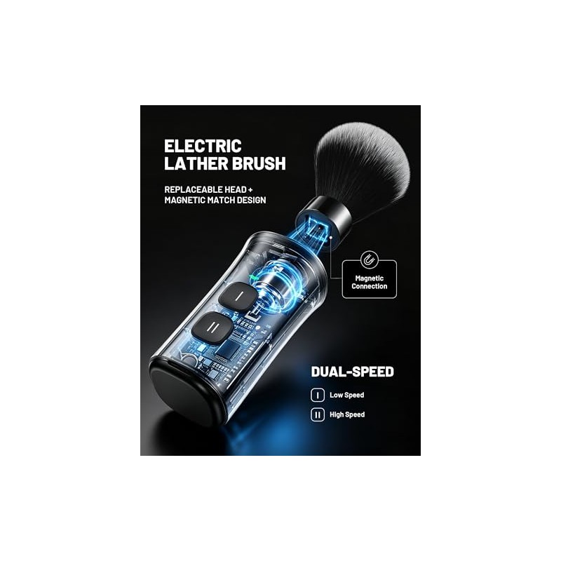 KAUGIC Shaving Brush with Bowl, Synthetic Bristles, Fast Spin-Drying, IPx6