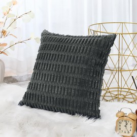 Artscope Set of 1 Boho Striped Cushion Cover, Plain Decorative Cushion Cover, Sofa Cushion, 50 x 50 cm Cushion Cover, Soft Couch Cushion for Sofa, Living Room, Bedroom Decor, Dark Grey