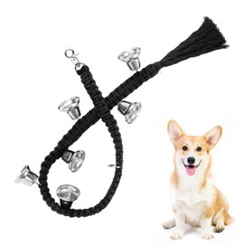 Whimsii Dog Bells Toilet Training, Macrame Hanging Door Bell for Potty Training, 6 Extra Loud Antique Bronze Doggy Bells for Puppy & Dogs Ring to Go Outside (Silver Bells With Black Rope)