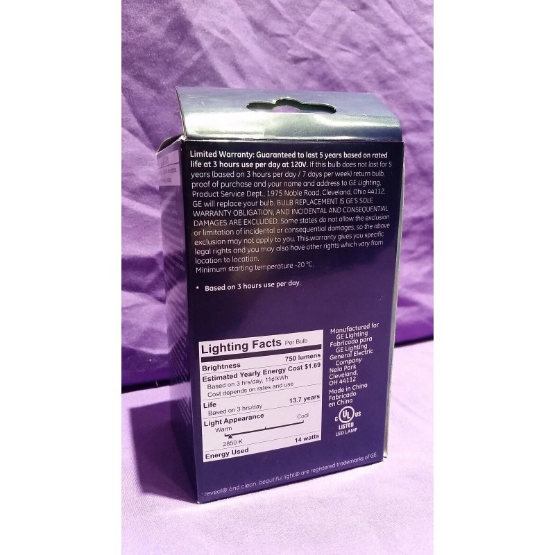 GE Reveal Led Bulb A21 Standard Base New 75 Watts