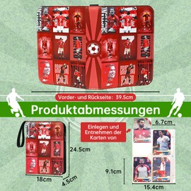 COQOYO Football Cards Scrapbook Collector's Folder, Football Trading Cards Album 4 Compartments 50 Pages, 400 Pockets Collector's Book, Sports Cards Book Folder Book Folder with Zip Carry Handle