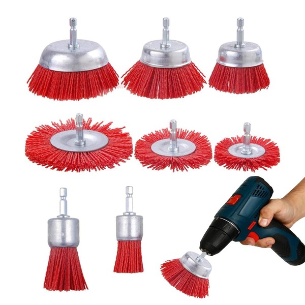 8-Piece Nylon Brush Drill Set, Nylon Brush Drill with 1/4
