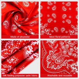 DOOBO 1 Pcs 27.5 Inches Silk Head Scarf - Satin Bandana for Women & Girls (Red)
