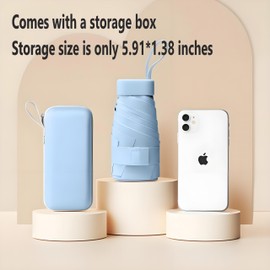 KiiKiiPaNa Capsule Umbrella, alloy frame, can be used in both sunny and rainy days, can be put in pockets, suitable for work, travel, shopping (Blue)