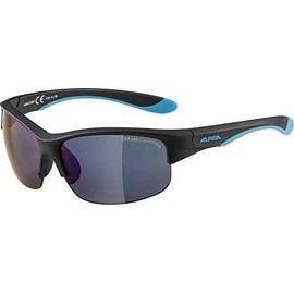 ALPINA FLEXXY YOUTH HR Mirrored and Shatterproof Sunglasses with 100% UV Protection for Children, Black Matte Blue, One Size