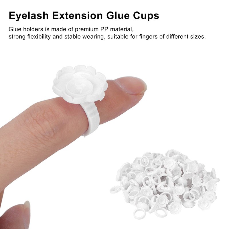 Flower Glue Rings V Shape PP Eyelash Glue Holder for