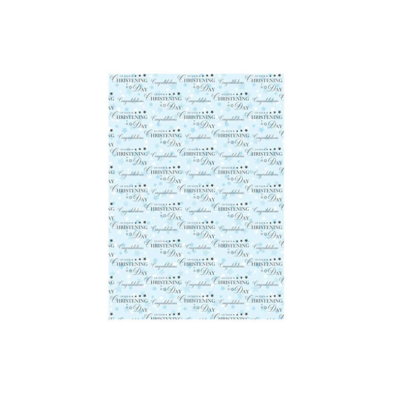 2 Sheets Congratulations On Your Christening Day Boy Wrapping Paper