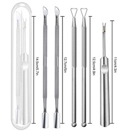 6 PCS Cuticle Pusher and Cutter Remover Stainless Nail Polish Peeler Scraper Durable Manicure and Pedicure Cleaner Tool - Professional & Durable