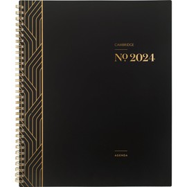 Cambridge 2024 Workstyle Black Classic – Large 12 month – Weekly/Monthly Planner - 11 x 9 inches, Bilingual