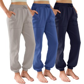 DITOK 3 Pack Sweatpants for Women Fleece Lined High Waisted Joggers with Pockets Baggy Comfy Lounge Pants