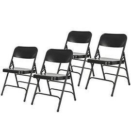 OEF Furnishings Triple Brace Steel Folding Chair, Black