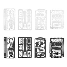 SUPERFINDINGS 8 Pieces 100 mm Long 3 Colours Stainless Steel Survival Card Hiking Camping Fishhook Card Tool Outdoor Camping Accessories Multifunctional Fishing Survival Kit Hole 2 mm