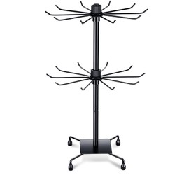 QuZCarious Rotating Display Stand Jewelry Display Rack with Hooks Metal Earrings Display Stands for Selling Necklace(Black,19.69 x 11.8 Inch)