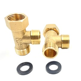 2pcs 1/2" 3 Way Brass Tee Diverter Connector,Outlet Easy Connect Tee Valve for Angled Valve, Bidet, Sprayer, Shower Arm