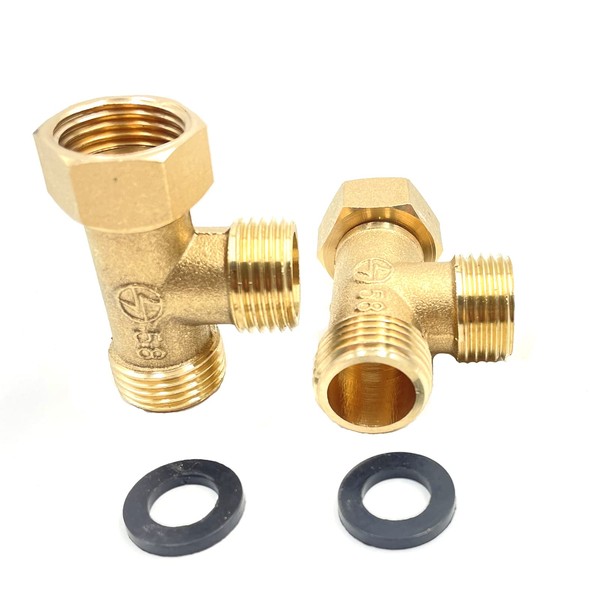 2pcs 1/2" 3 Way Brass Tee Diverter Connector,Outlet Easy Connect