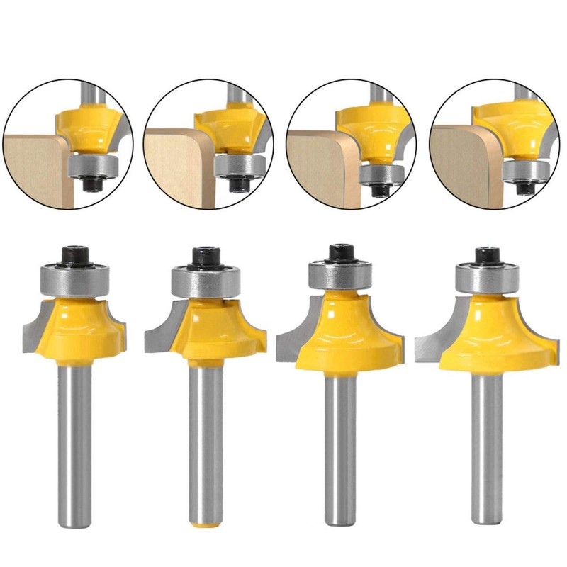 Baorder 4 Pieces 6 mm Shank Round Over Milling Cutter