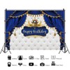 OERJU 10x8ft Royal Prince Birthday Backdrop Royal Blue and Gold