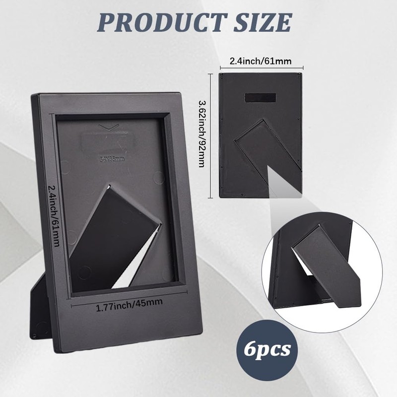 SOFPLATE 6 Pack 2X3 Inch Black Plastic Picture Frame Mini