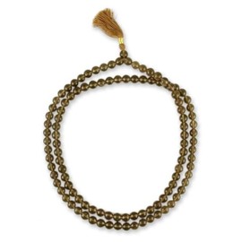 NOVICA Artisan Handmade Smoky Quartz Jap Mala Prayer Beads Rosary Indian Necklace Brown Beaded Bohemian Yoga [34.5 in L x 0.3 in W] ' Pray'