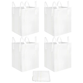 QWORK FIBC Bulk Bag, 4 Pack Sandbags 1 Ton Industrial Grade Bag Holds 2200 LBS, Woven Polypropylene Bags 35" x 35" x 43"