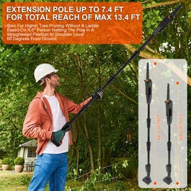TeqHome Pole Saw, 2025 Upgraded 6-Inch Cordless Pole Saws for Tree Trimming, 13-Feet MAX Reach Electric Pole Saw, 33ft/s Cutting Speed, Pole Chainsaw Tree Trimmer with 2Pcs 3000mAh Battery & Charger