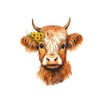 WD2U Girls 4.5" Sunflower Shaggy Brown Highland Cow Hair Bow