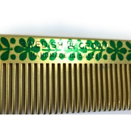 Swedish Crown 2252-3 Professional Aluminium Comb Curling Comb 21 cm (Anti-Static) Gold-Green with Even Teeth