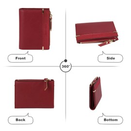 SUKUTU Ladies Purse, Women's Wallet PU Leather Wallet Small Bifold Womens Wallet Card Holder Zipper Coin Purse (Red)