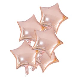 5Pcs Rose Gold 18 Inch Foil Star Heart Balloons,Natural Latex Balloons for Men Women Girl Birthday, Valentines Day,Propose Marriage,Wedding, Bridal Shower, Graduation, Casino Theme Party Decorations