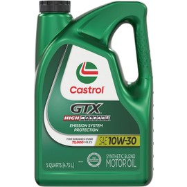 Castrol GTX High Mileage 10W-30 Synthetic Blend Motor Oil, 5 Qt, Pack of 3
