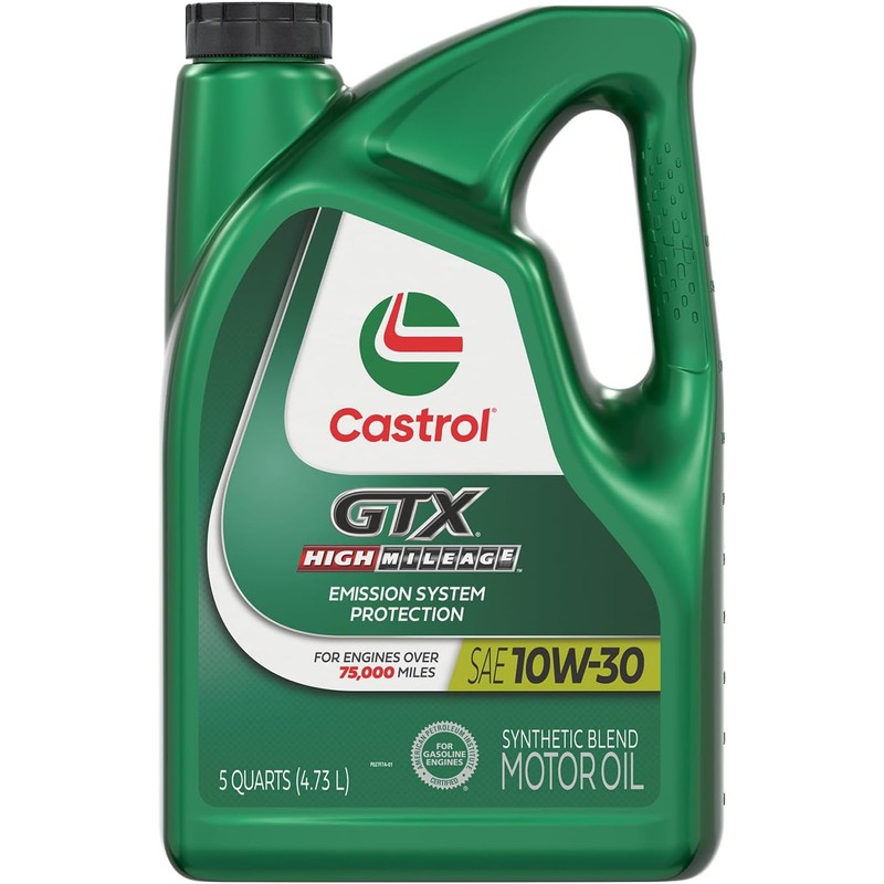 Castrol GTX High Mileage 10W-30 Synthetic Blend Motor Oil, 5