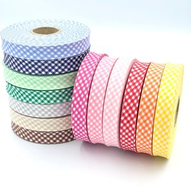 Craft Cult 18mm Wide Gingham Printed Pattern Bias Binding Tape - 25 Metre Roll (51 - Kiwi Green)