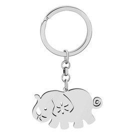 LONYOO Cute Stainless Steel Elephant Keyring Keychain Gifts Girls Handbag Charms for Women Girls (Silver Plated)