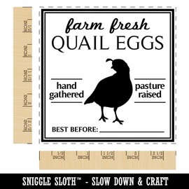 Farm Fresh Quail Eggs Hand Gathered Pasture Raised Best Before Date Square Rubber Stamp for Stamping Crafting - 2.75in Large