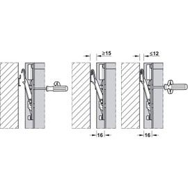 Gedotec Cabinet Hanger | 1 Piece Furniture Hanger Invisible - Top Cabinet | Stop: Right | Wall Cupboard Bracket with Load Capacity 130 kg | Galvanised Steel | Cupboard Holder Concealed for Hanging