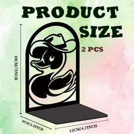 INFUNLY 1 Pair Metal Book Ends for Shelves Cartoon Duck Heavy Duty Bookshelf Holder Stand Black Book Stopper Support for Desktop 7.1x4.7x3.5" for Home Office Library School Kitchen Decor