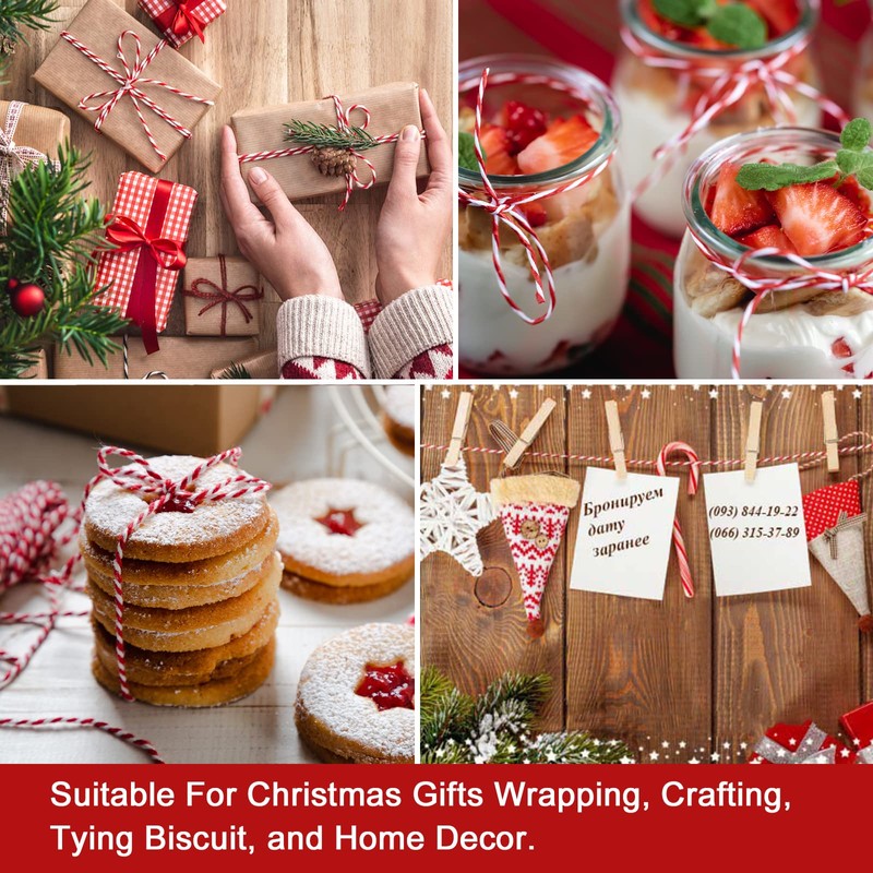 Flintronic 250 m Red and White Cotton Cord, 100% Cotton