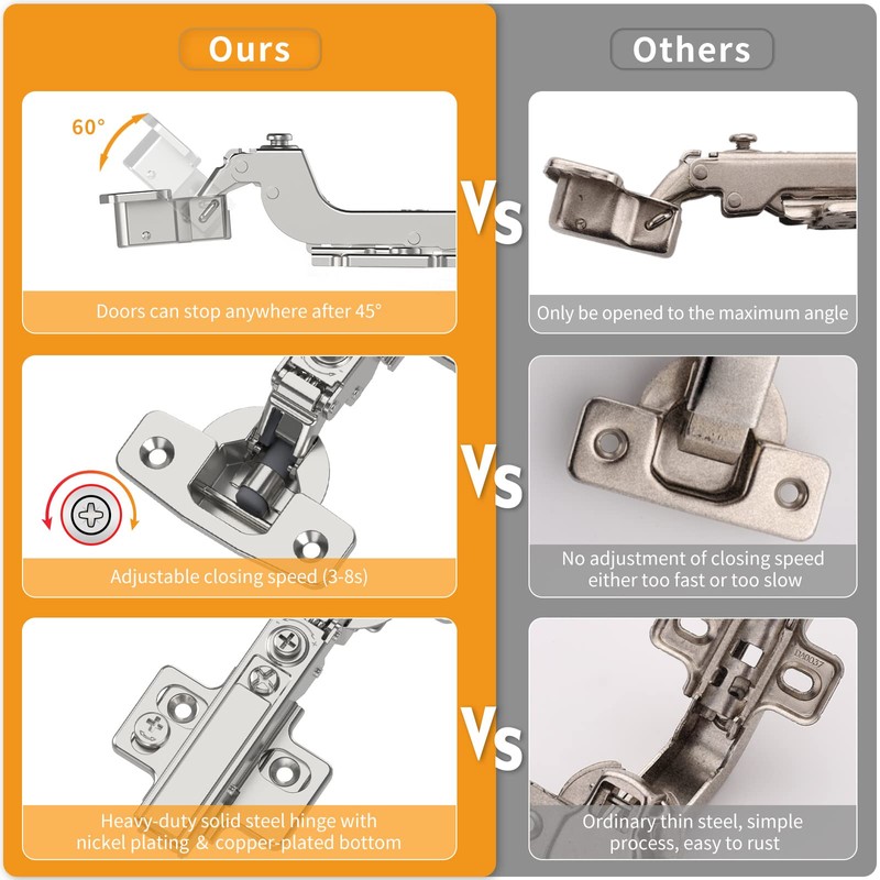 Chibery 20 Pack Frameless Inset Soft Close Concealed European Hinges,