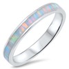 White Simulated Opal Eternity Stackable Thumb Ring 925 Sterling Silver
