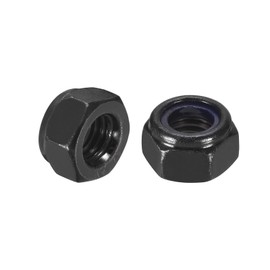 sourcing map 10Pcs M8 x 1.25 Nylon Insert Hex Lock Nut, Carbon Steel Self-Locking Nylon Insert Stop Nut for Industrial Construction Fasteners, Black&Black